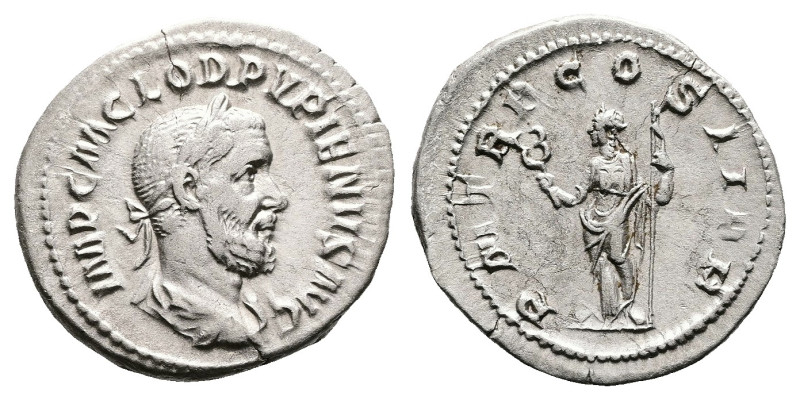 Pupienus, AD 238. Rome. Silver Denarius. (20 mm, 2.88 g.). IMP C M CLOD PVPIENVS...
