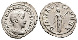 Gordian III, AD 240. Rome. Silver Denarius (21 mm, 2.48 g.). IMP GORDIANVS PIVS FEL AVG, laureate, draped and cuirassed bust of Gordian III to right. ...