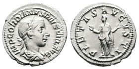 Gordian III, AD 241. Rome. Silver Denarius (20 mm, 2.99 g.). IMP GORDIANVS PIVS FEL AVG, laureate, draped and cuirassed bust of Gordian III to right. ...