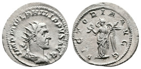 Philip I, AD 247. Rome. Silver Antoninianus (25 mm, 3.22 g.). IMP M IVL PHILIPPVS AVG, radiate, draped and cuirassed bust of Philip I to right. Rev. V...
