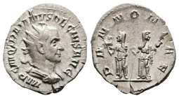 Trajan Decius, AD 249-250. Rome. Silver Antoninianus. (33 mm, 3.59 g.). IMP C M Q TRAIANVS DECIVS AVG, radiate, draped and cuirassed bust of Trajan De...