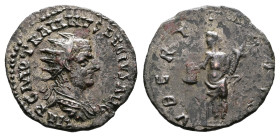 Trajan Decius, AD 249-250. Bilon Antoninianus. IMP C M Q TRAIANVS DECIVS AVG, radiate, draped and cuirassed bust of Trajan Decius to right, seen from ...