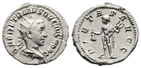 Herennius Etruscus, AD 249-251. Rome. Silver Antoninianus (22 mm, 3.83 g.). Q HER ETR MES DECIVS NOB C, radiate and draped bust of Herennius Etruscus ...