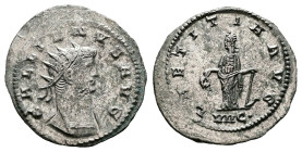 Gallienus, AD 266-268. Sole Reign. Antioch. Silvered Billon Antoninianus. (23 mm, 3.59 g.). GALLIENVS AVG, radiate, cuirassed bust of Gallienus to rig...