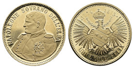 Napoleon, as a Governor of Elba. 1814-1815. Gold (750) Medal (22 mm, 5,10 g.). NAPOLEONE SOVRANO DELL'ELBA bust of Napoleon wearing a parade uniform t...