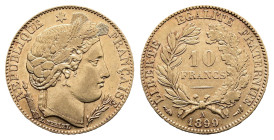 France 3rd. Republic, 10 Francs (19 mm, 3,22 g.). 1899-A. Paris Mint. KM-830; Gad-1016. Extremely fine.