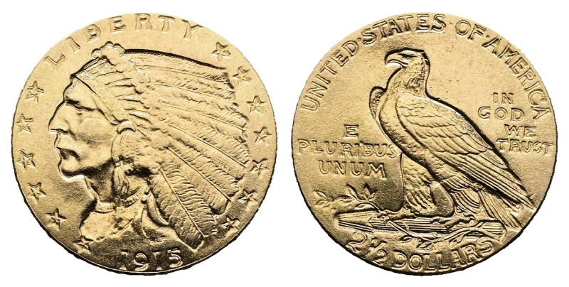 2 1/2 Dollars 1915, Philadelphia. Indian head type. Rev. Eagle. KM 72. Fr. 128. ...