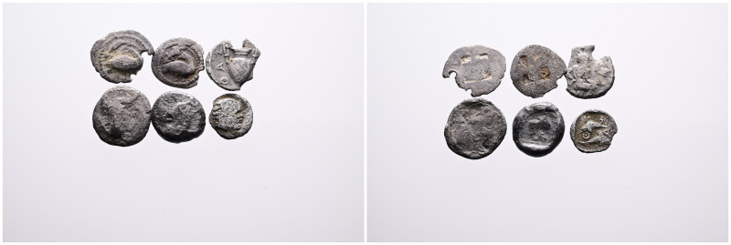 6 Greek Silver coins. SOLD AS SEEN, NO RETURN!