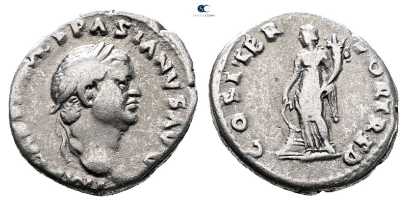 Vespasian AD 69-79. Rome
Denarius AR

19 mm, 3,31 g



Very Fine