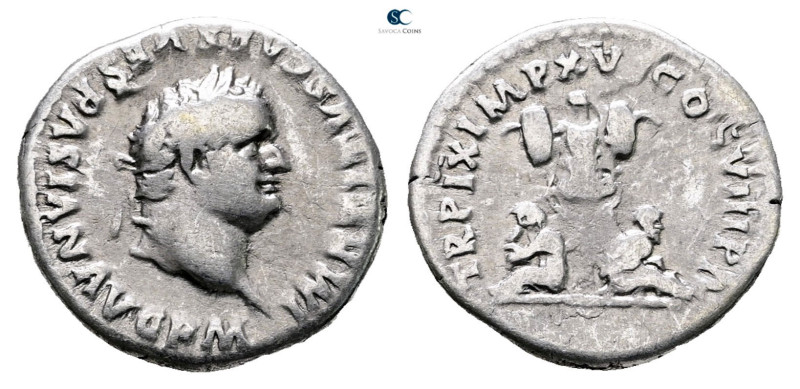 Titus AD 79-81. Rome
Denarius AR

19 mm, 3,38 g



Very Fine