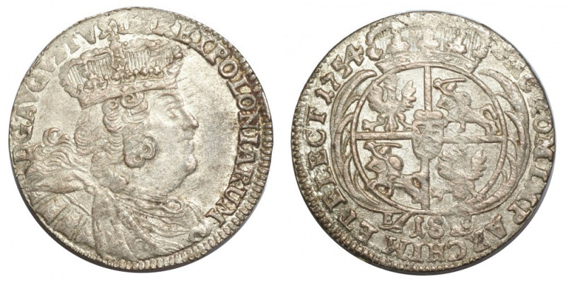 August III Sas, Ort 1754 - efraimek Ładny, lekko niedobity egzemplarz efraimka. ...