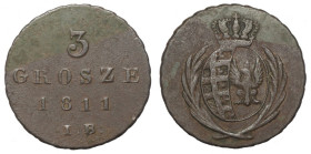 Księstwo Warszawskie, 3 grosze 1811 IB