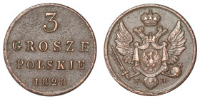 Królestwo Polskie, Mikołaj I, 3 grosze 1828