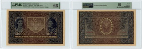 5.000 marek polskich 1920 - III Serja H - PMG 66 EPQ 2-ga max nota