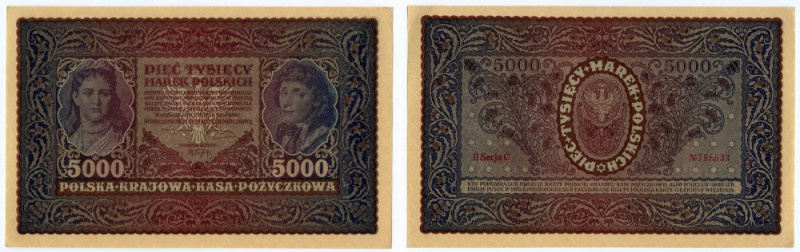 5.000 marek polskich 1920 - II Serja C Reference: Miłczak 31a
Grade: AU