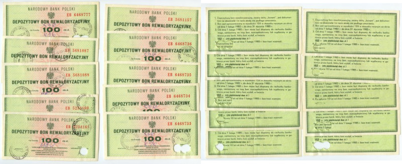 NBP, Depozytowy Bon Rewaloryzacyjny 100 zł - zestaw 10 sztuk Reference: Mazur P....