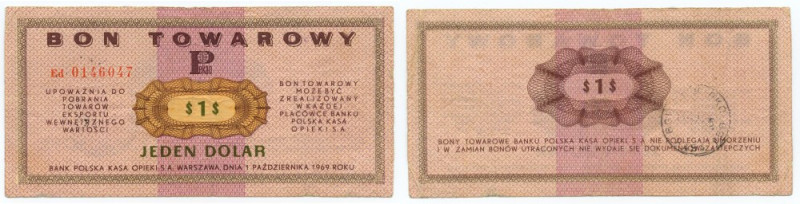 PEWEX - 1 dolar 1969 - seria Ed Obiegowy stan zachowania, złamania ale bez nadda...