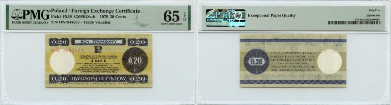 PEWEX - 20 centów 1979 seria HN 'mały', PMG 65 EPQ Reference: Miłczak B28b
Grad...