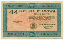 44 Loteria Klasowa 1939 - numer 36497D