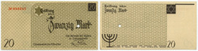 Getto Łódź (Litzmannstadt Ghetto), 20 marek 1940, perforowany, papier ze znakiem wodnym, Ilustrowany w katalogu Czesława Miłczaka