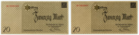 Getto Łódź (Litzmannstadt Ghetto), 20 marek 1940 zestaw 2 sztuk z odmiennym typem numeratora