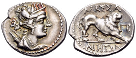 GAUL. Massalia. Circa 150-125 BC. Drachm (Silver, 18 mm, 2.62 g, 6 h). Draped bust of Artemis to right, wearing stephane, pendant earring, and pearl n...