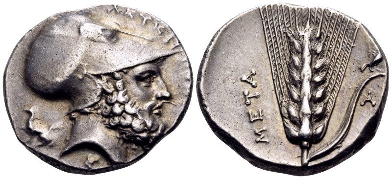 LUCANIA. Metapontion. Circa 340-330 BC. Nomos (Silver, 22 mm, 7.93 g, 12 h), str...