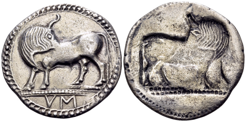 LUCANIA. Sybaris. Circa 550-510 BC. Nomos (Silver, 28.5 mm, 7.08 g, 12 h). VM Bu...