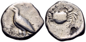 SICILY. Akragas. Circa 510-500 BC. Didrachm (Silver, 21 mm, 7.97 g, 5 h). AKRA[C-ANTOΣ] eagle standing to left with closed wings. Rev. Crab. HGC 2, 88...