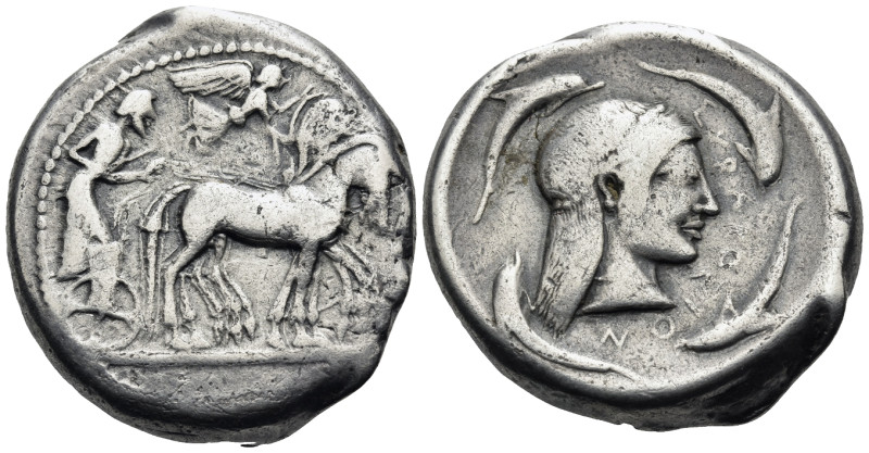 SICILY. Syracuse. Deinomenid Tyranny, 485-466 BC. Tetradrachm (Silver, 26.5 mm, ...