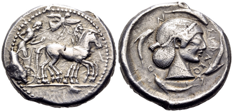 SICILY. Syracuse. Deinomenid Tyranny, 485-466 BC. Tetradrachm (Silver, 26 mm, 17...