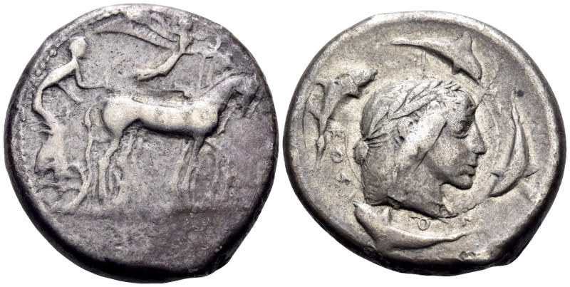 SICILY. Syracuse. Deinomenid Tyranny, 485-466 BC. Tetradrachm (Silver, 27.5 mm, ...