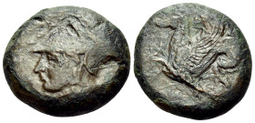 SICILY. Syracuse. Dionysios I, 405-367 BC. (Bronze, 19 mm, 6.95 g, 6 h). ΣΥΡΑ Head of Athena to left, wearing an olive-wreathed Corinthian helmet. Rev...