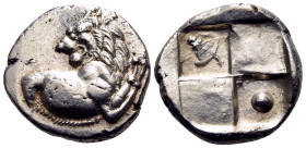 THRACE. Chersonesos. Circa 386-338 BC. Hemidrachm (Silver, 14 mm, 2.33 g, 6 h). Forepart of lion to right with head turned back to left. Rev. Quadripa...