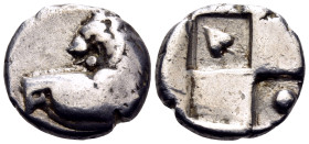 THRACE. Chersonesos. Circa 386-338 BC. Hemidrachm (Silver, 13 mm, 2.21 g, 12 h). Forepart of lion to right, with head turned back to left. Rev. Quadri...