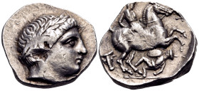 KINGS OF PAEONIA. Patraos, circa 335-315 BC. Tetradrachm (Silver, 24 mm, 12.44 g, 6 h), Astibos or Damastion. Laureate head of Apollo to right. Rev. [...