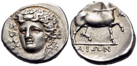 THESSALY. Larissa. Circa 356-342 BC. Stater (Silver, 24.5 mm, 12.17 g, 11 h). Head of the nymph Larissa facing slightly to left, wearing plain necklac...