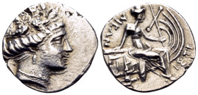 EUBOIA. Histiaia. Circa 350-300 BC. Tetrobol (Silver, 15.5 mm, 2.28 g, 12 h). Head of the nymph Histiaia to right, wearing vine wreath with grapes, pe...