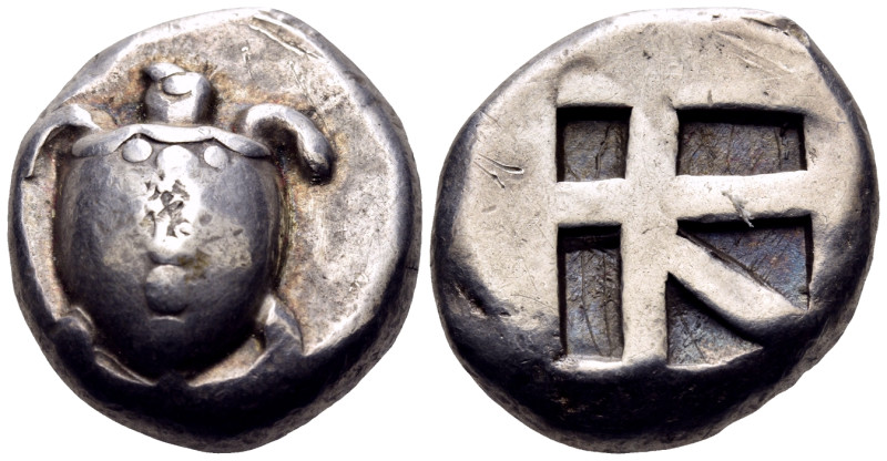 ISLANDS OFF ATTICA, Aegina. Circa 480-457 BC. Stater (Silver, 21 mm, 12.23 g). S...