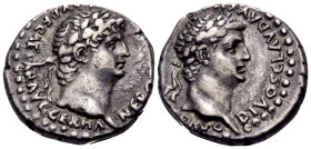 CAPPADOCIA. Caesaraea-Eusebia. Nero, with Divus Claudius, 54-68. Drachm (Silver, 16 mm, 3.75 g, 11 h). NERO [CLAVD DIVI CL]AVD F CAESAR AVG GERMA Laur...