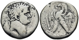 JUDAEA, Samaria. Caesaraea Maritima. Titus, as Caesar, 69-79. Tetradrachm (Silver, 26 mm, 13.88 g, 12 h), Dated "Holy Year" Γ (3) of Vespasian = 70/71...