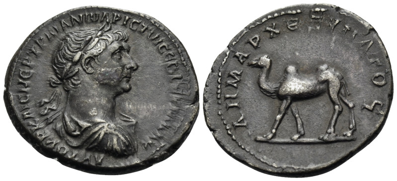 ARABIA. Bostra. Trajan, 98-117. Drachm (Silver, 20 mm, 3.42 g, 7 h), 114-116. AY...