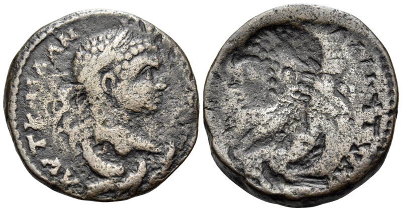 MESOPOTAMIA. Carrhae. Caracalla, 198-217. (Bronze, 21.5 mm, 6.15 g). AYT K MA AN...