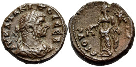 EGYPT. Alexandria. Tacitus, 275-276. Tetradrachm (Potin, 19.5 mm, 7.07 g, 12 h), Dated regnal year A (1) = 275/276. Α Κ ΚΛ ΤΑΚΙΤΟC CΕΒ laureate, drape...