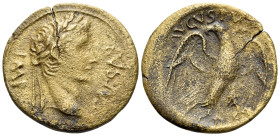 Augustus, 27 BC-AD 14. Quadrans (Bronze, 19 mm, 2.69 g, 11 h), Lugdunum(?). IMP CAESAR Laureate head of Augustus to right. Rev. AVGVSTVS Eagle with sp...