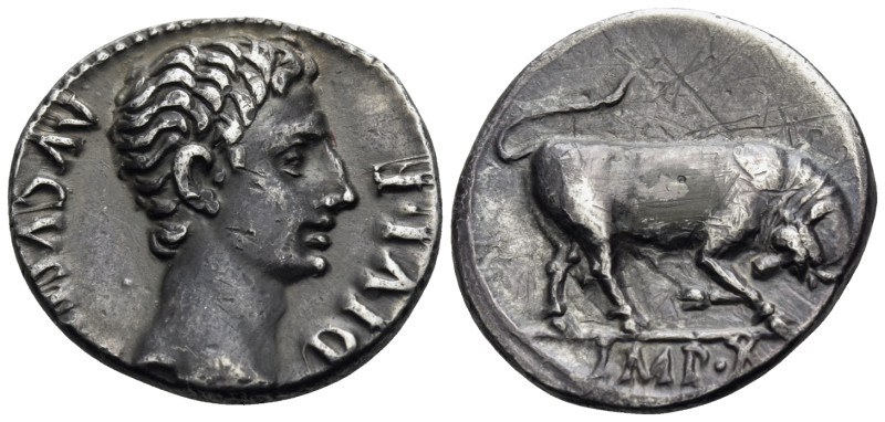 Augustus, 27 BC-AD 14. Denarius (Silver, 18 mm, 3.80 g, 8 h), Lugdunum, 15-13 BC...