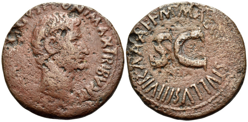 Augustus, 27 BC - 14 AD. As (Bronze, 28 mm, 9.64 g, 3 h), Rome, struck under the...