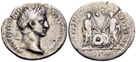 Augustus, 27 BC-AD 14. Denarius (Silver, 20.5 mm, 3.06 g, 1 h), Rome, Restitution issue struck under Trajan, 98-117. CAESAR AVGVSTVS DIVI F PATER PATR...