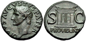 Divus Augustus, died in AD 14. As (Bronze, 28 mm, 11.49 g, 7 h), Struck under Tiberius, Rome, 22/23-30. DIVVS AVGVSTVS PATER Radiate head of Divus Aug...