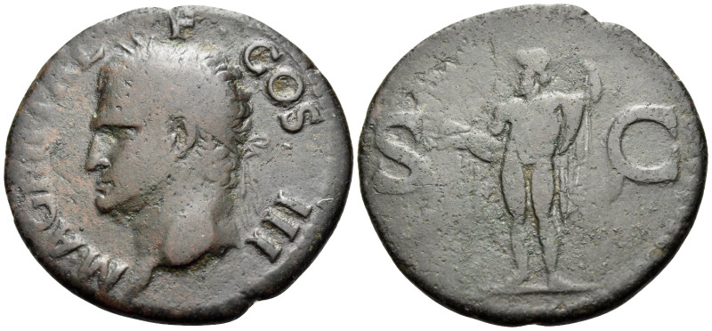 Agrippa, died 12 BC. As (Bronze, 29 mm, 9.30 g, 6 h), Struck under Gaius (Caligu...